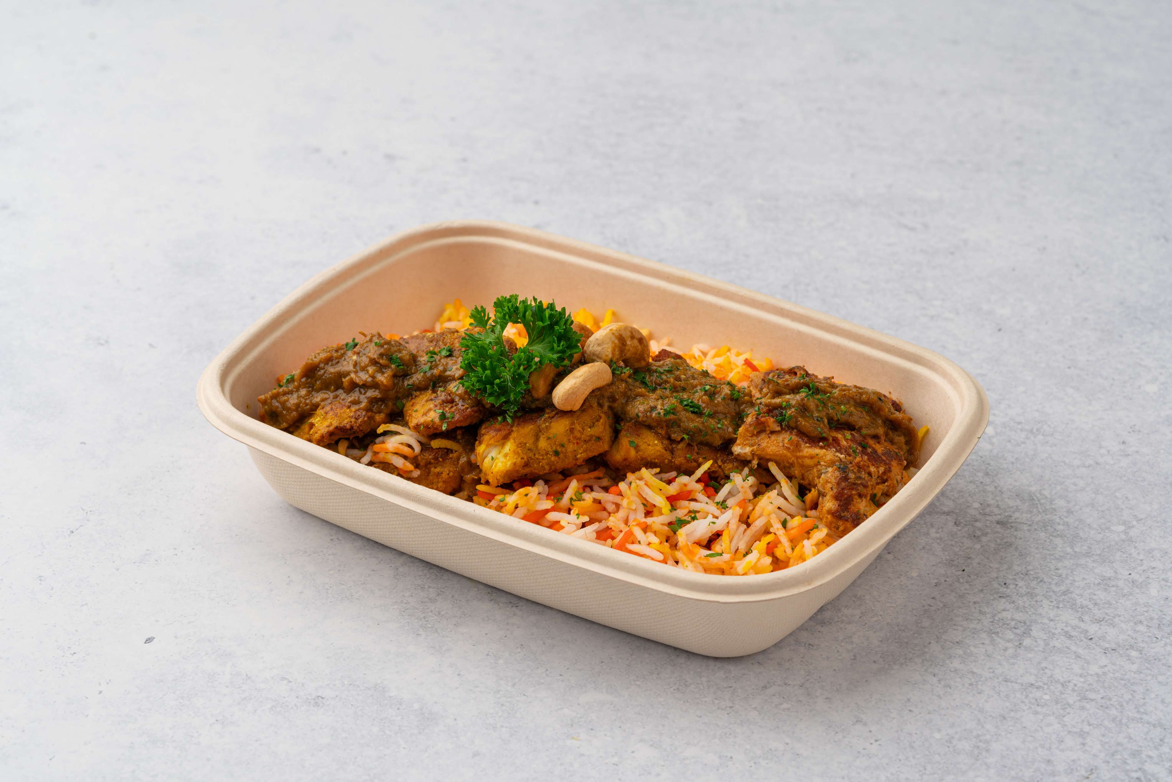 Fish Biryani With Yogurt Sauce